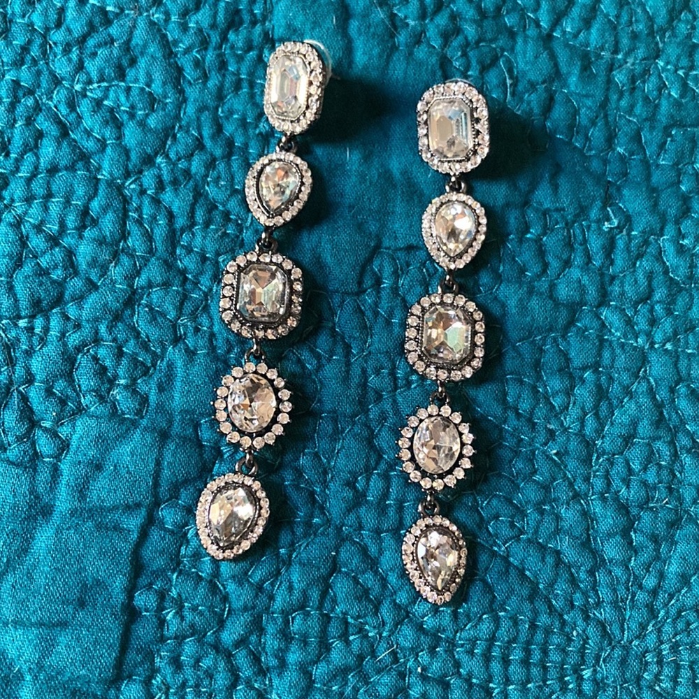 Long Clear Crystal Post Earrings